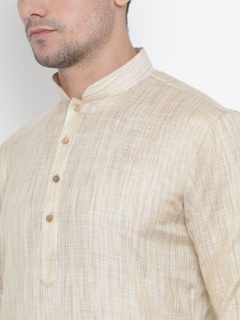 Men's Beige Cotton Kurta and Pyjama Set