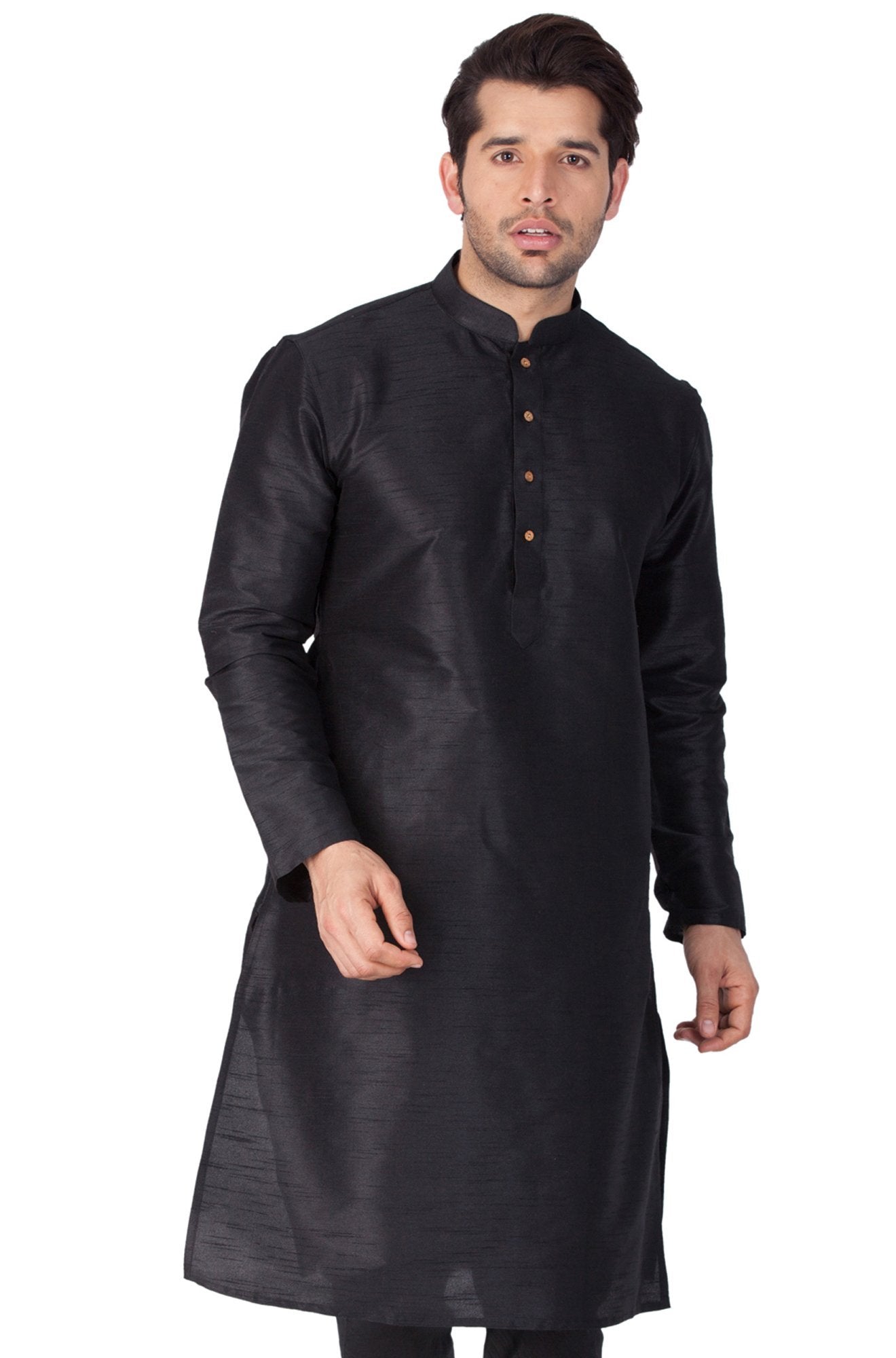 Men's Black Silk Blend Kurta