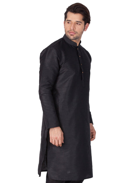 Men's Black Silk Blend Kurta