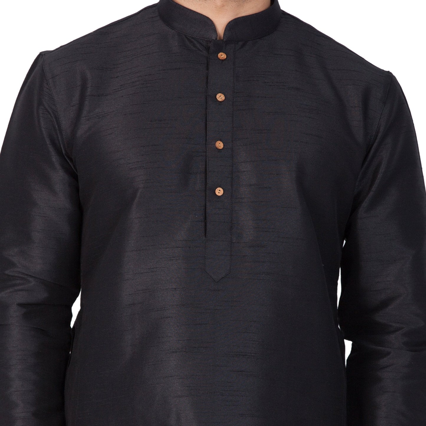 Men's Black Silk Blend Kurta and Pyjama Set