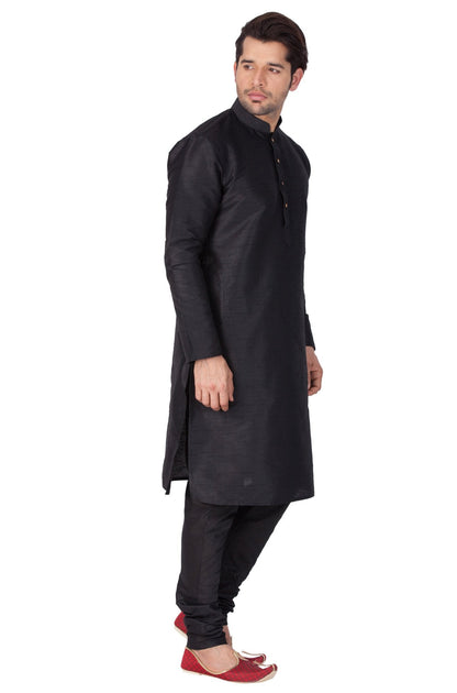 Men's Black Silk Blend Kurta and Pyjama Set