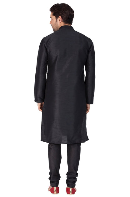 Men's Black Silk Blend Kurta and Pyjama Set