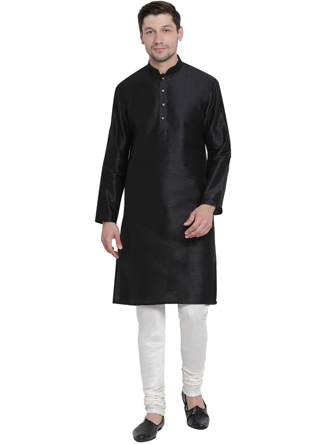 Men's Black Silk Blend Kurta