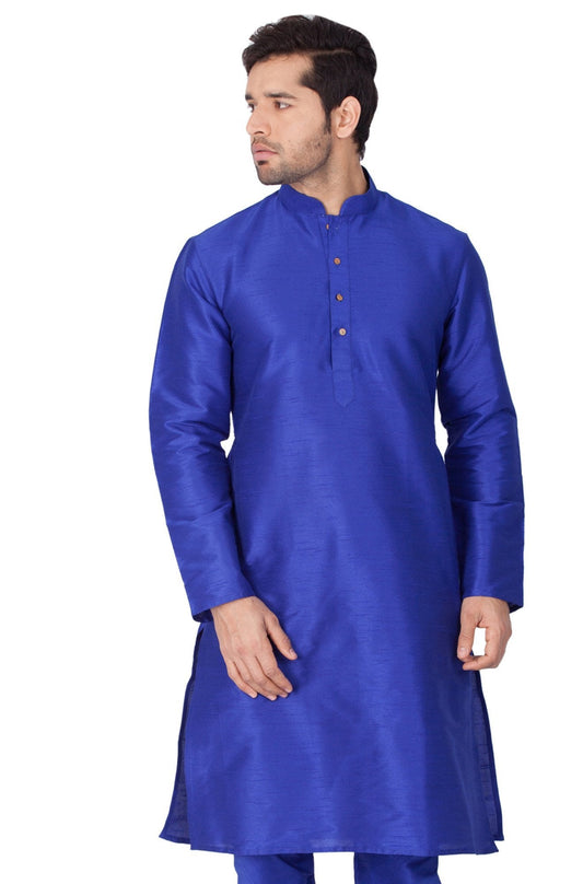 Men's Blue Silk Blend Kurta