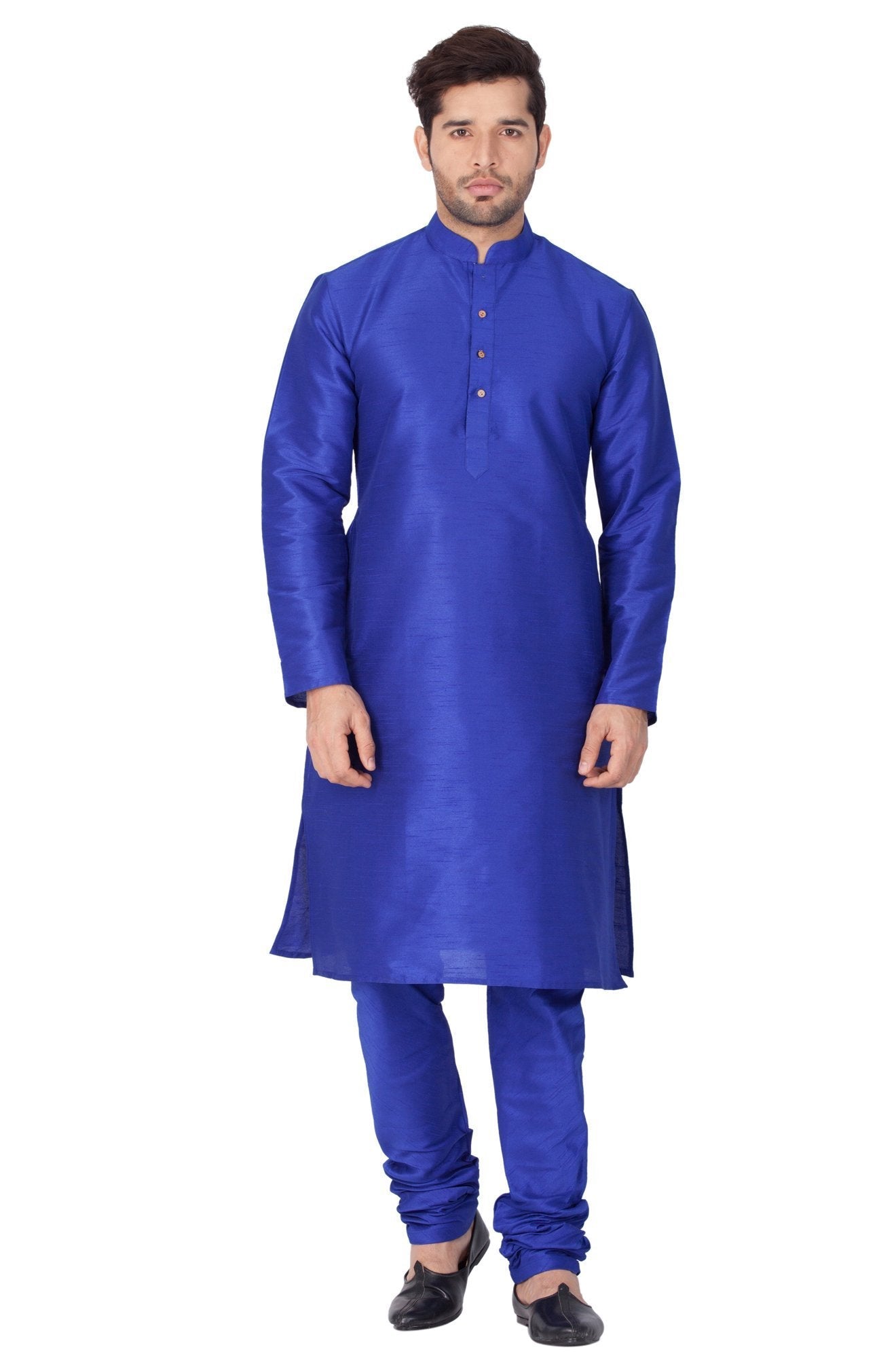 Men's Blue Silk Blend Kurta and Pyjama Set