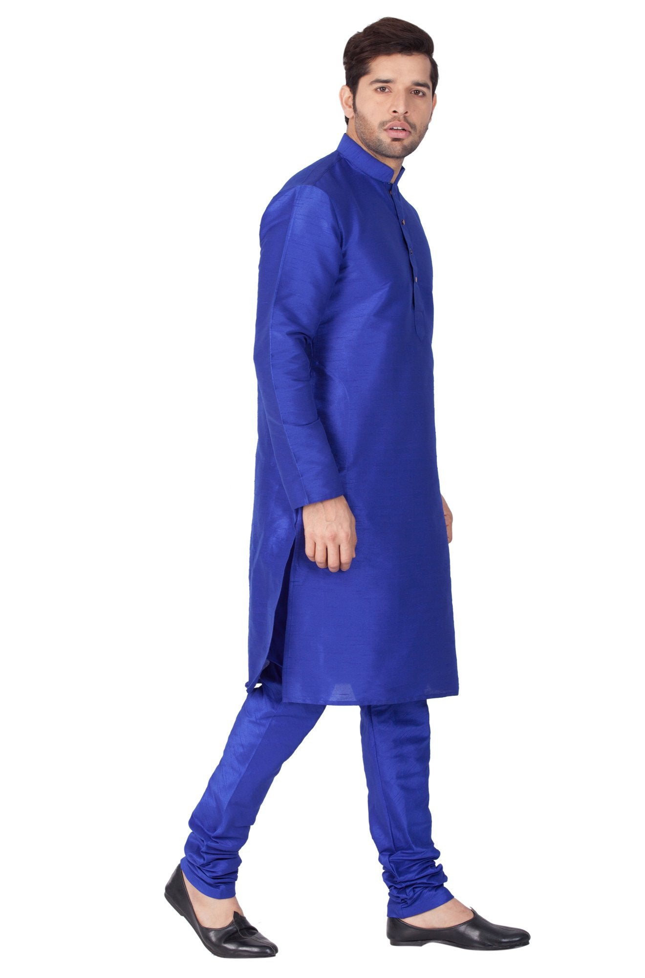 Men's Blue Silk Blend Kurta and Pyjama Set