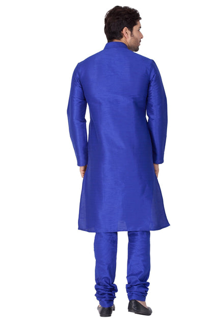 Men's Blue Silk Blend Kurta and Pyjama Set