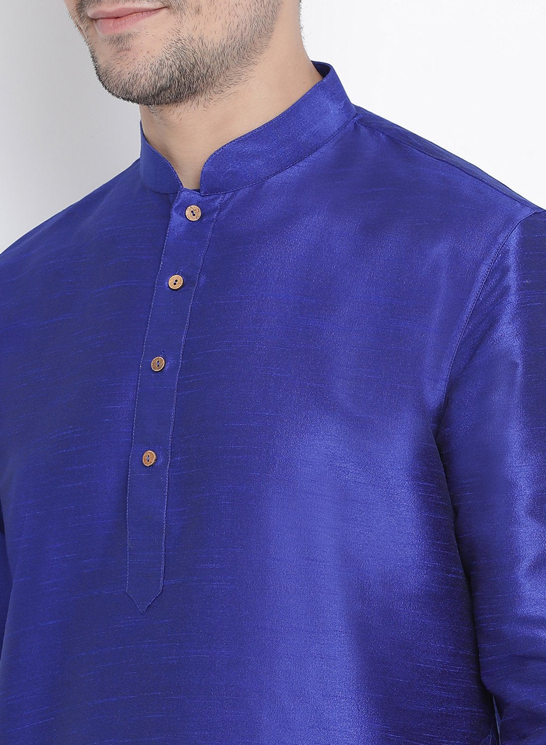 Men's Blue Silk Blend Kurta and Pyjama Set