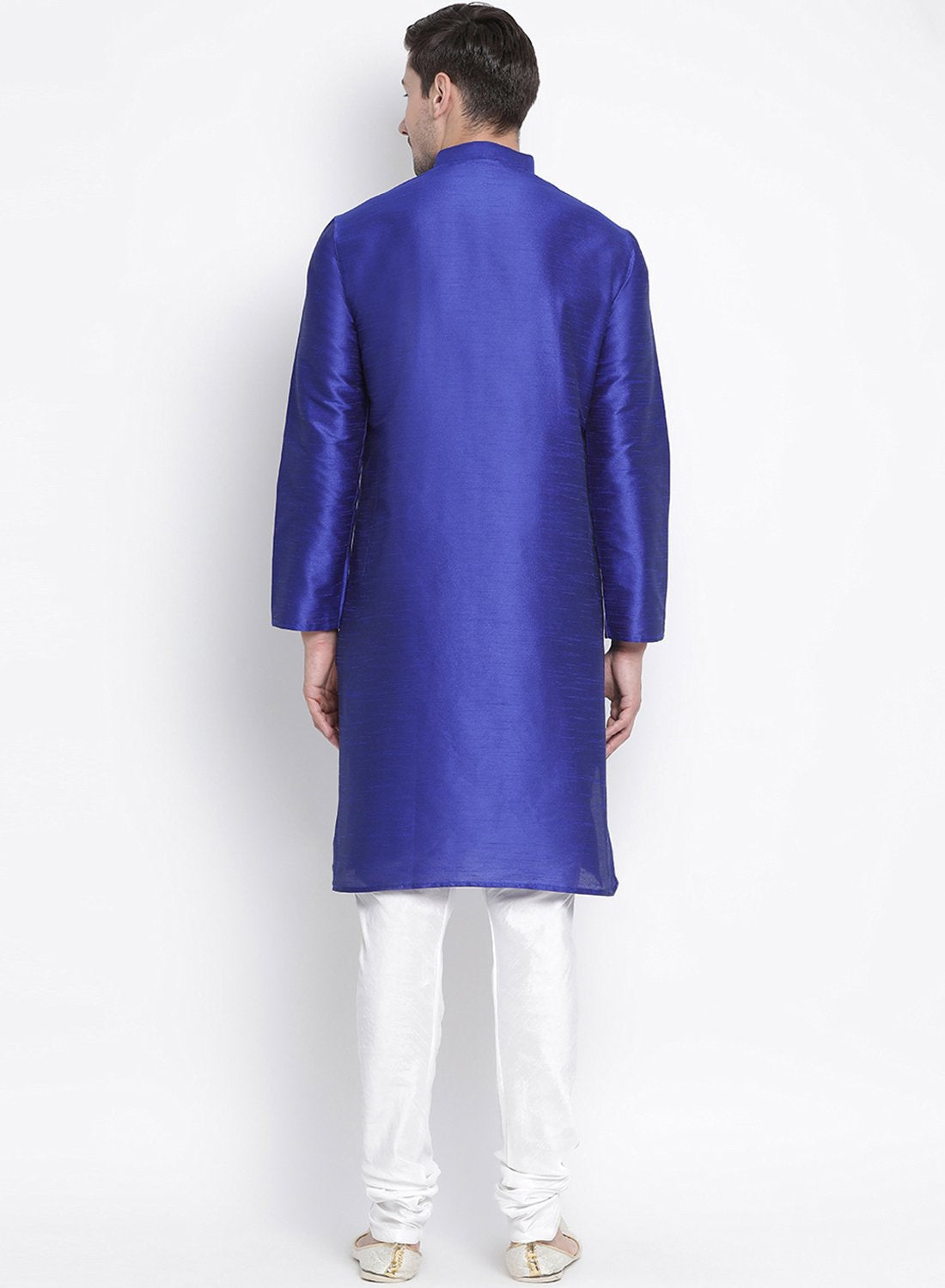 Men's Blue Silk Blend Kurta and Pyjama Set