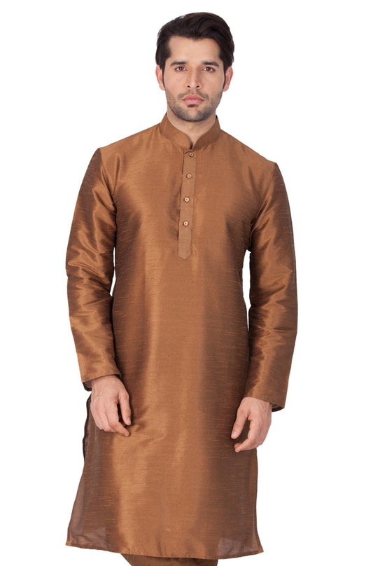 Men's Brown Silk Blend Kurta