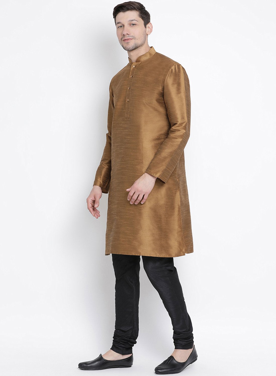 Men's Brown Silk Blend Kurta and Pyjama Set