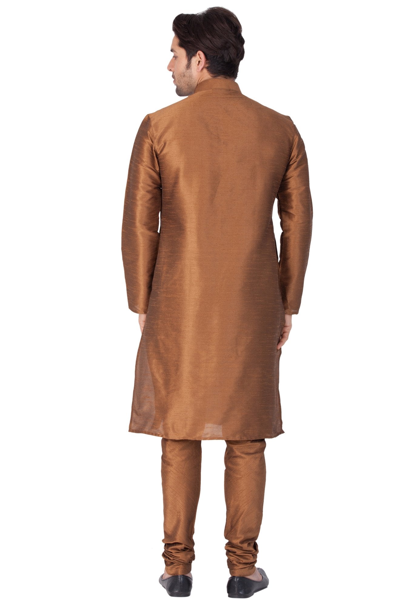 Men's Brown Silk Blend Kurta and Pyjama Set