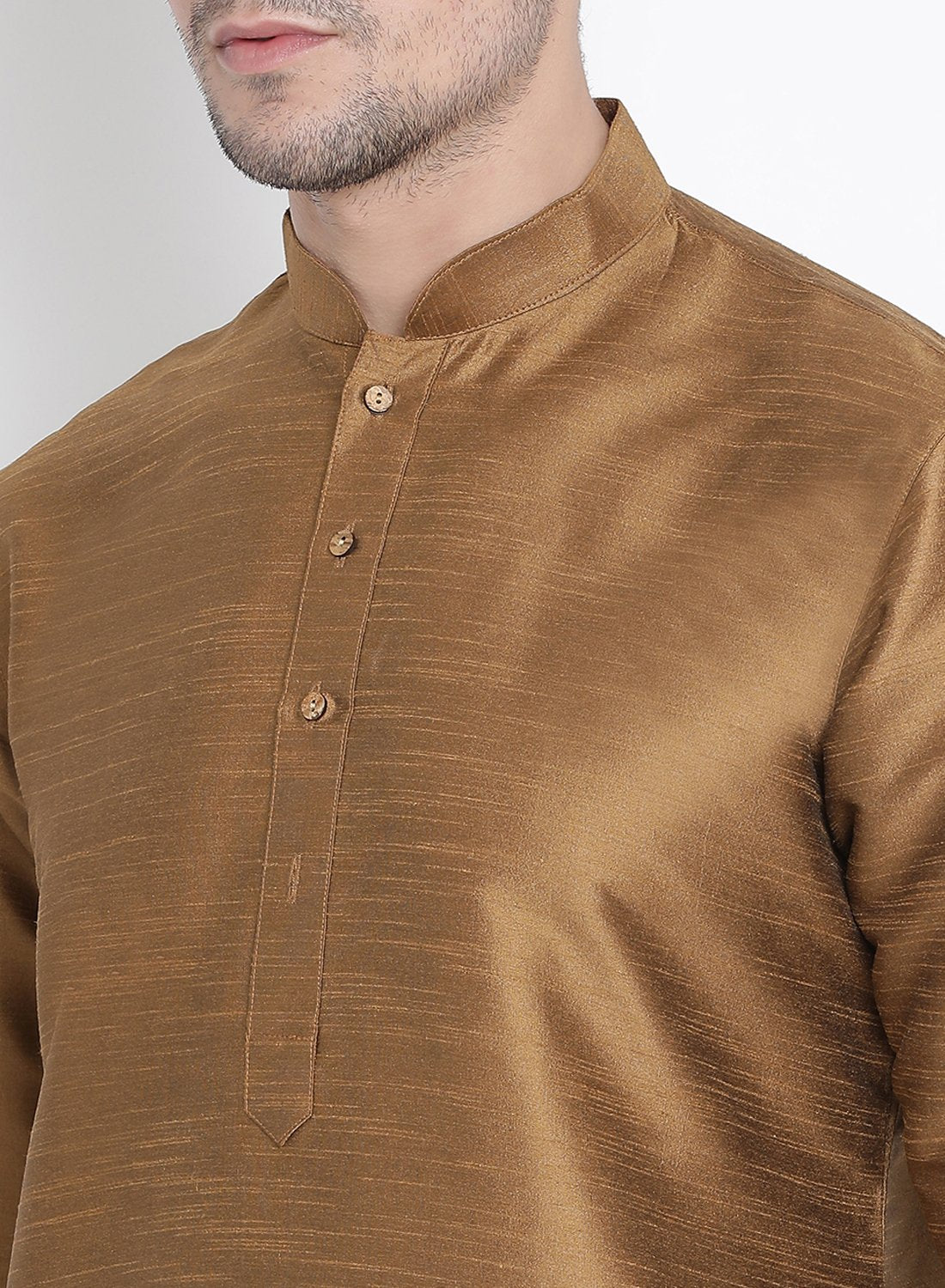 Men's Brown Silk Blend Kurta and Pyjama Set