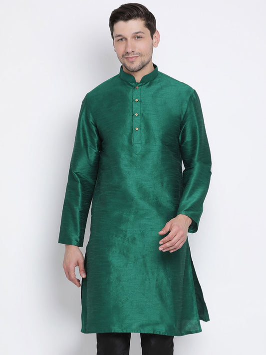 Men's Green Silk Blend Kurta