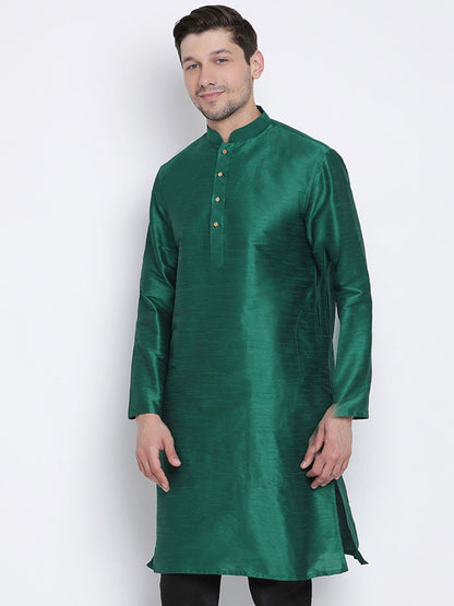 Men's Green Silk Blend Kurta