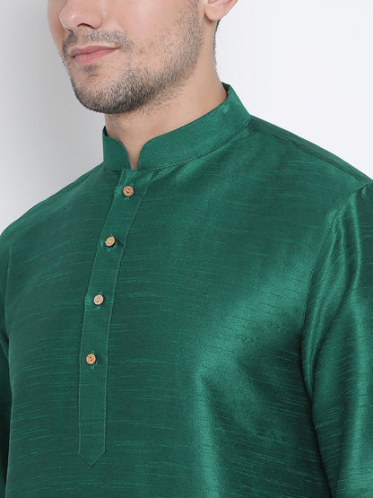 Men's Green Silk Blend Kurta