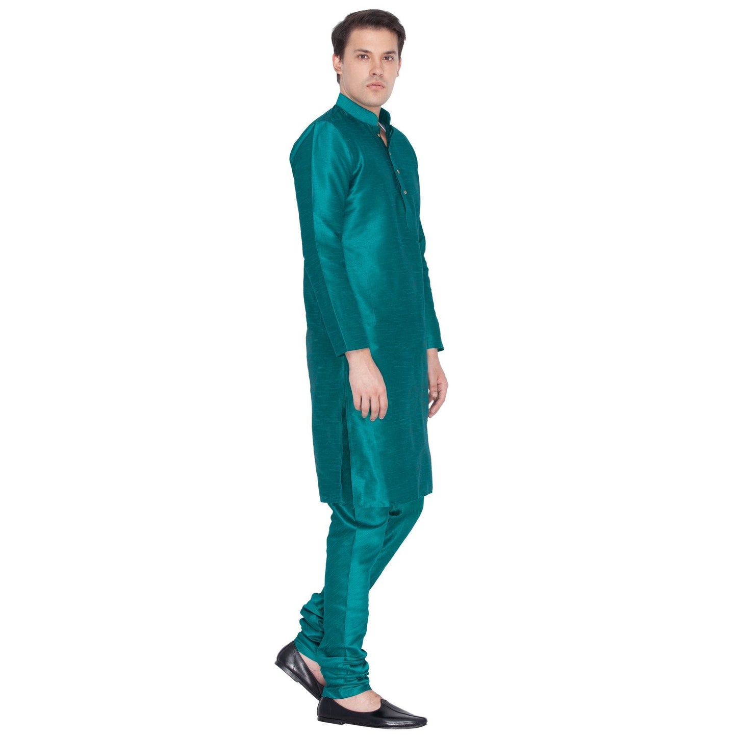 Men's Green Silk Blend Kurta and Pyjama Set