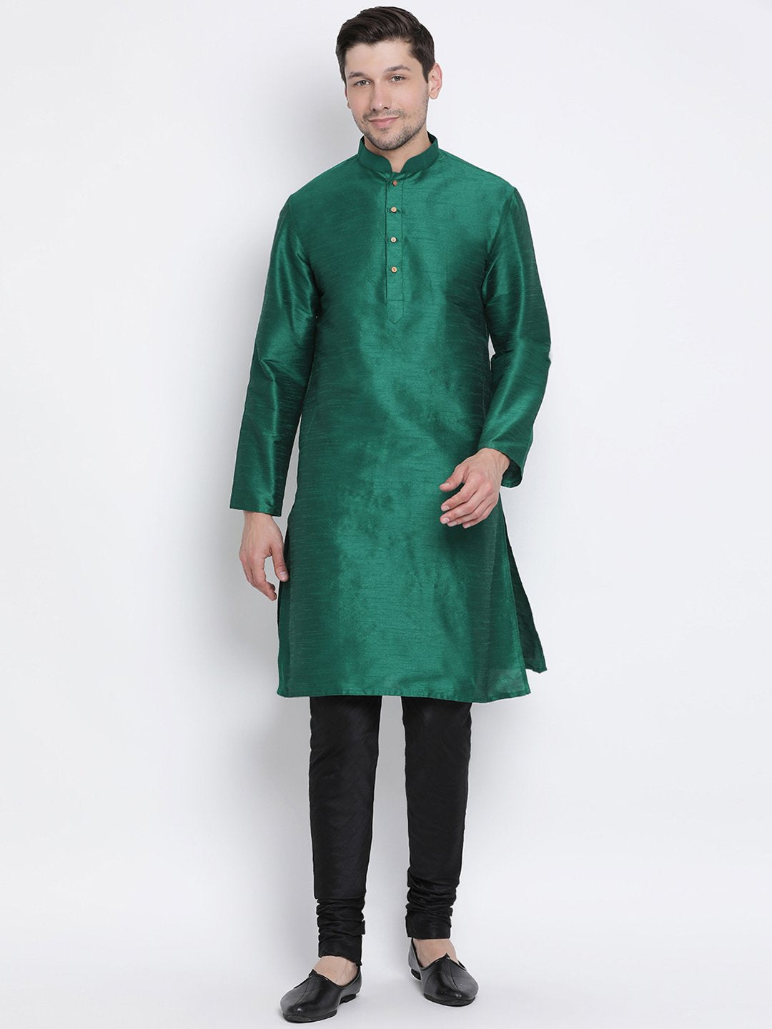 Men's Green Silk Blend Kurta