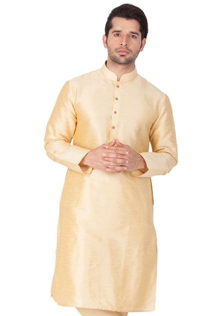 Men's Gold Silk Blend Kurta