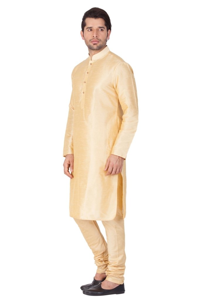 Men's Gold Silk Blend Kurta and Pyjama Set