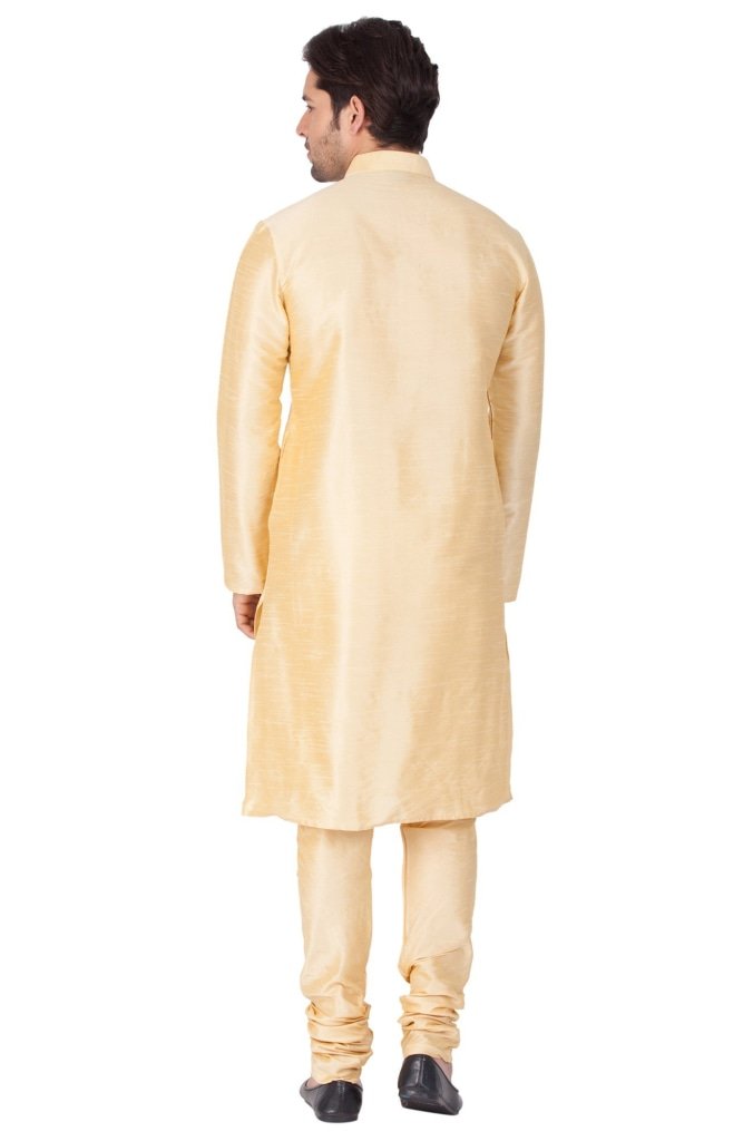 Men's Gold Silk Blend Kurta and Pyjama Set