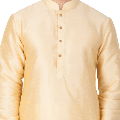 Men's Gold Silk Blend Kurta and Pyjama Set