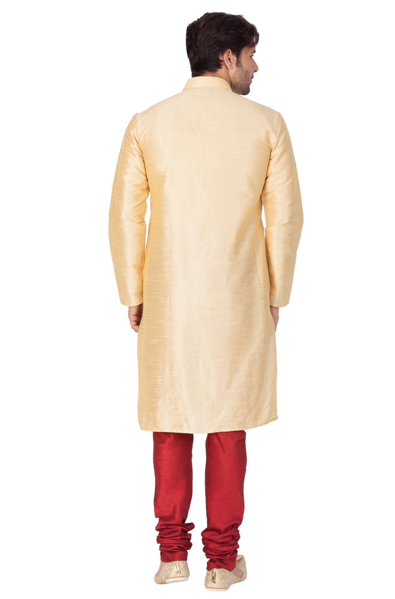 Men's Gold Silk Blend Kurta and Pyjama Set