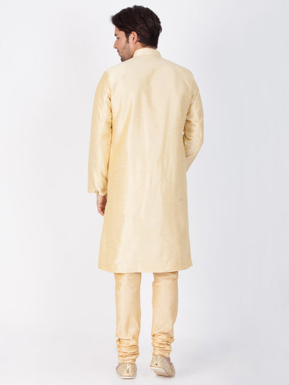 Men's Gold Cotton Silk Blend Sherwani Set