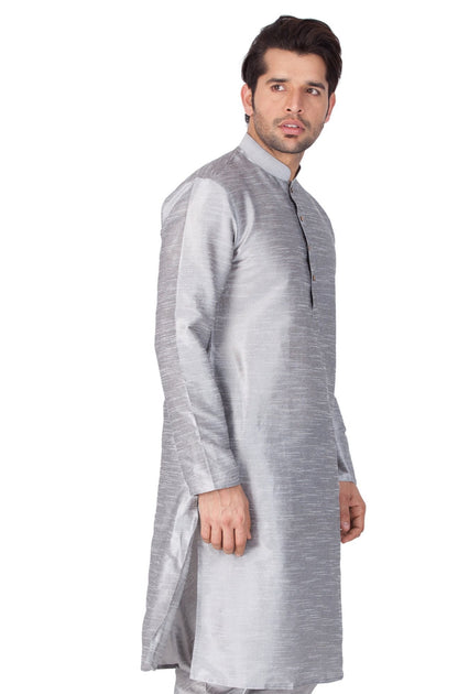 Men's Grey Silk Blend Kurta