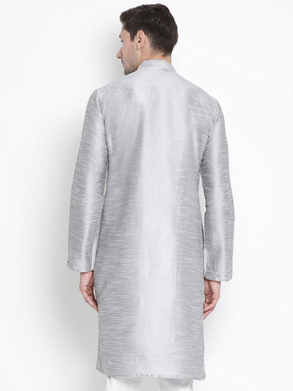 Men's Grey Silk Blend Kurta