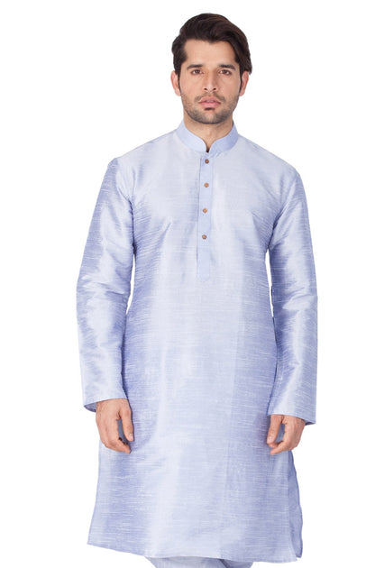 Men's Light Blue Silk Blend Kurta