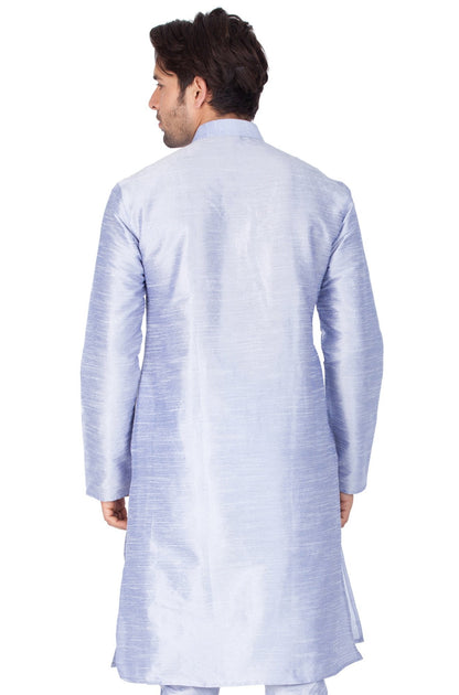 Men's Light Blue Silk Blend Kurta