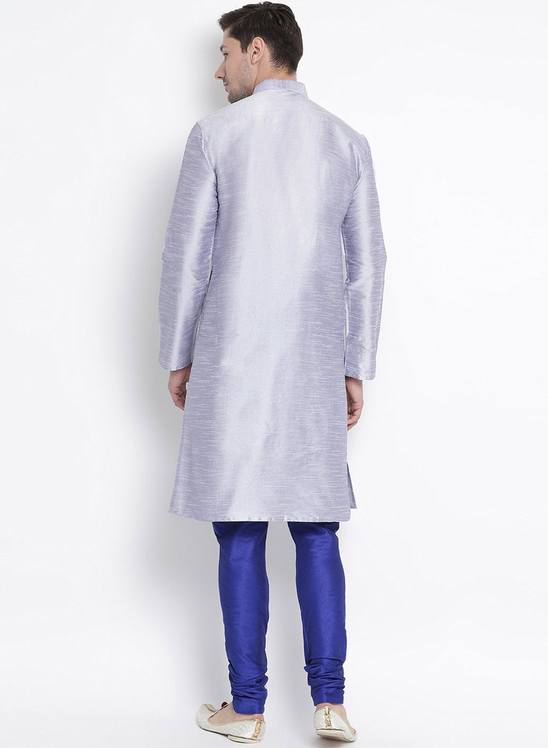 Men's Light Blue Silk Blend Kurta and Pyjama Set