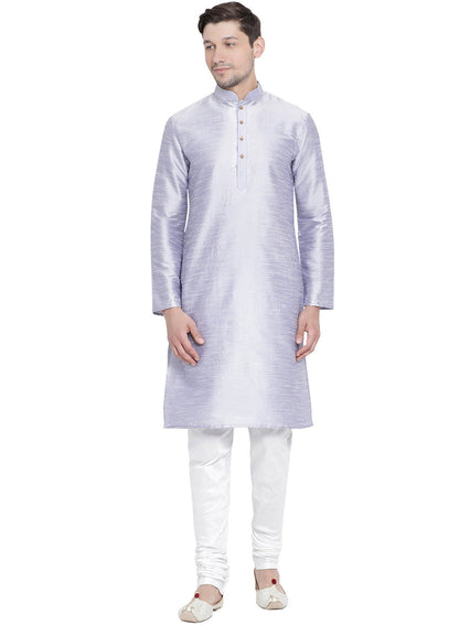 Men's Light Blue Silk Blend Kurta