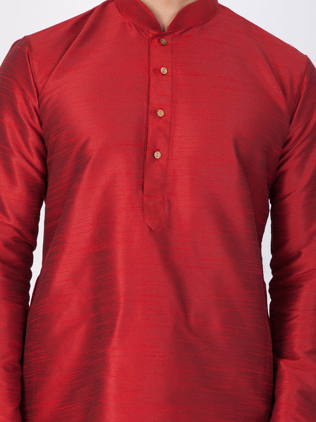 Men's Maroon Silk Blend Kurta, Pyjama & Dupatta Set