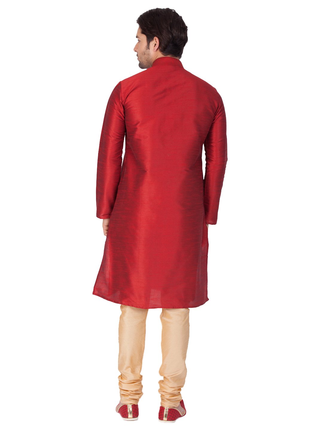 Men's Maroon Silk Blend Kurta and Pyjama Set