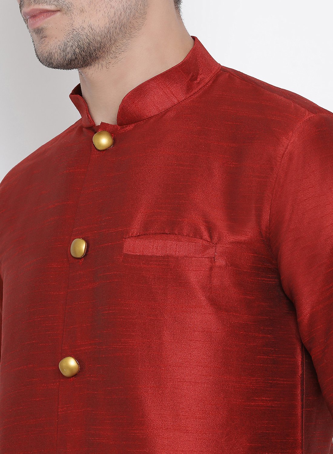 Men's Maroon Cotton Silk Blend Kurta and Pyjama Set