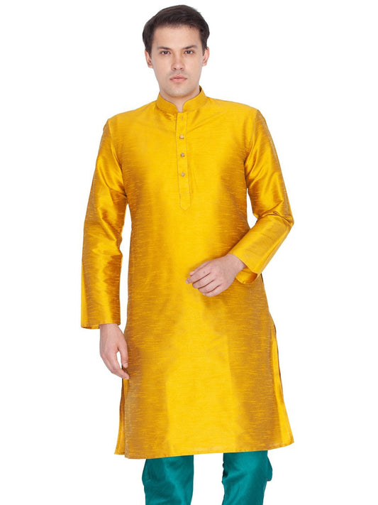 Men's Gold Silk Blend Kurta