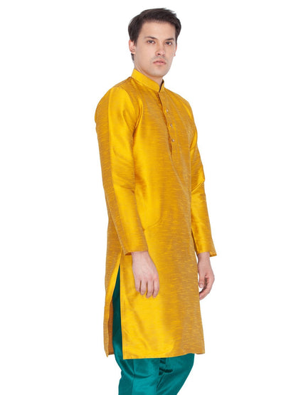 Men's Gold Silk Blend Kurta