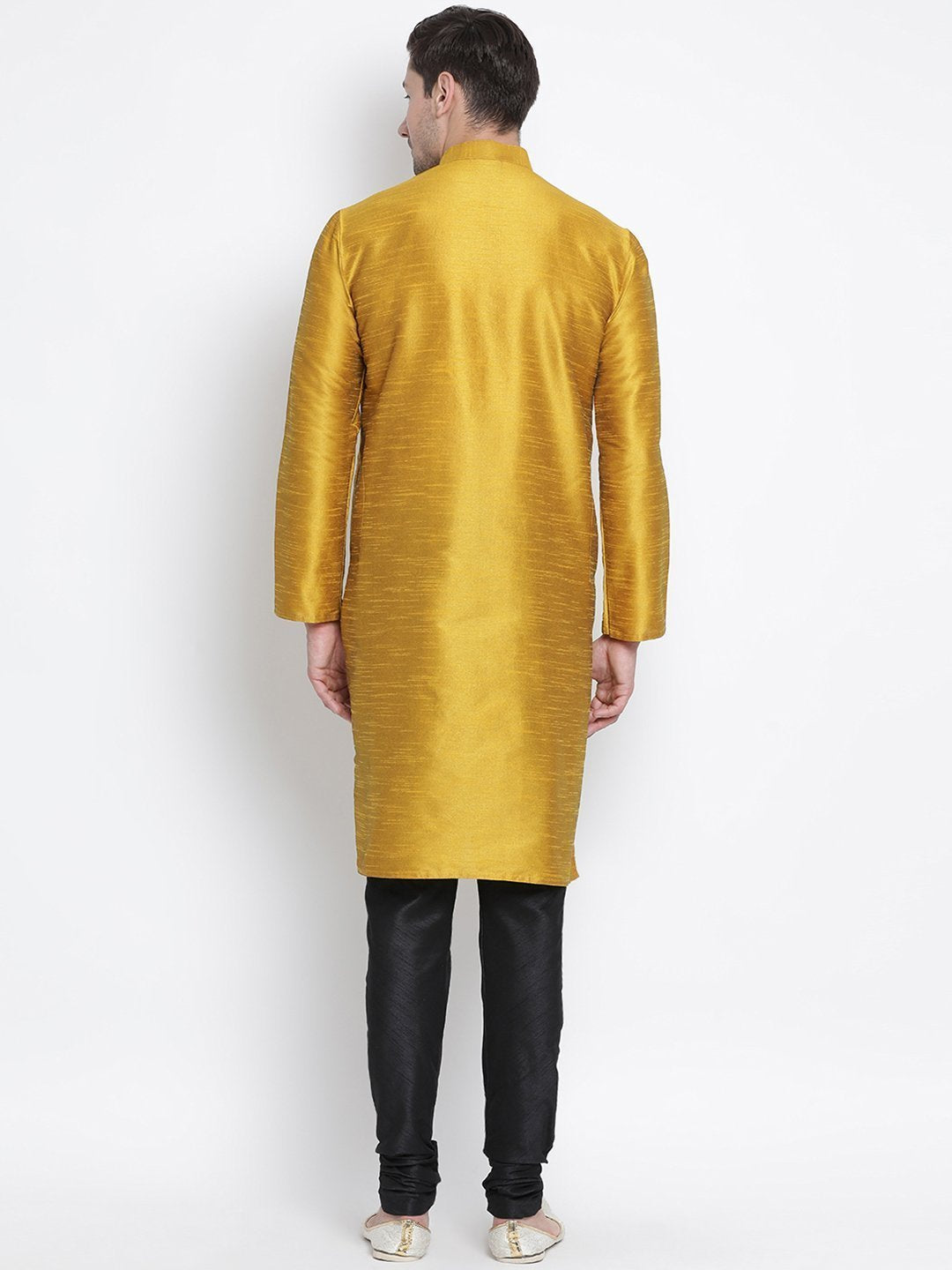 Men's Yellow Silk Blend Kurta and Pyjama Set