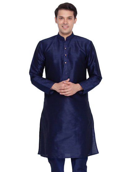 Men's Dark Blue Silk Blend Kurta