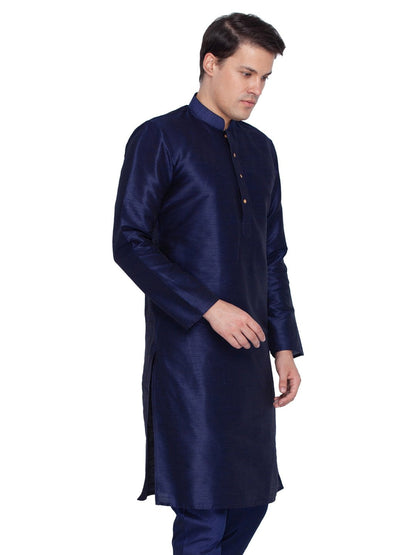 Men's Dark Blue Silk Blend Kurta