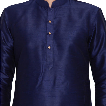 Men's Dark Blue Silk Blend Kurta