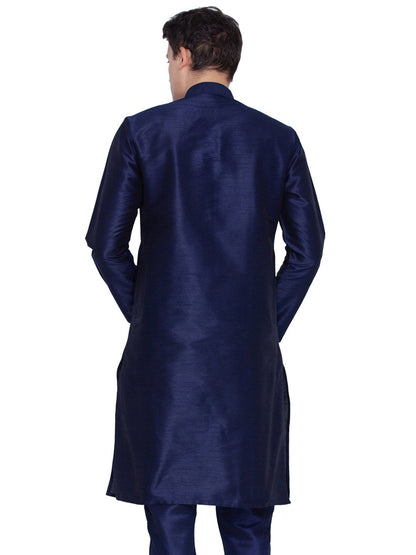 Men's Dark Blue Silk Blend Kurta