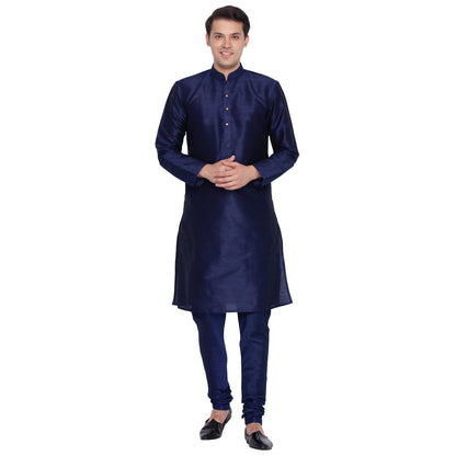 Men's Dark Blue Silk Blend Kurta