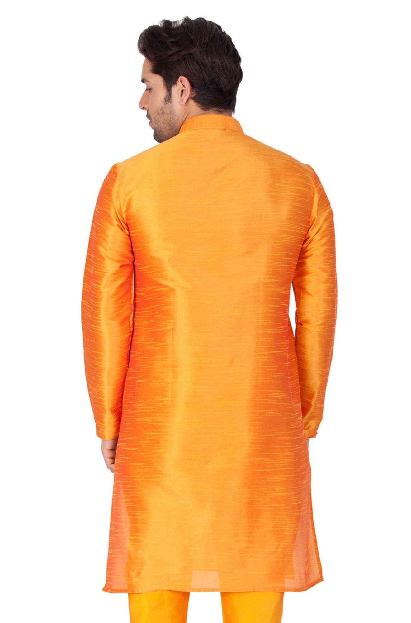 Men's Orange Silk Blend Kurta