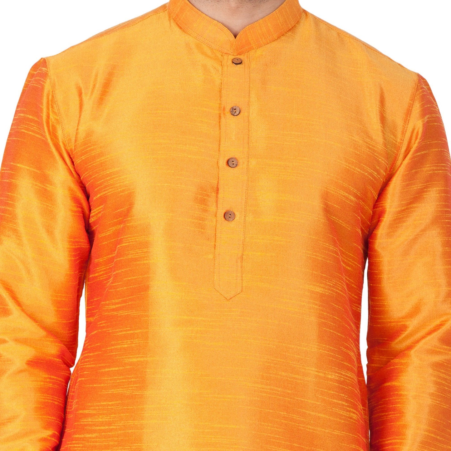 Men's Orange Silk Blend Kurta