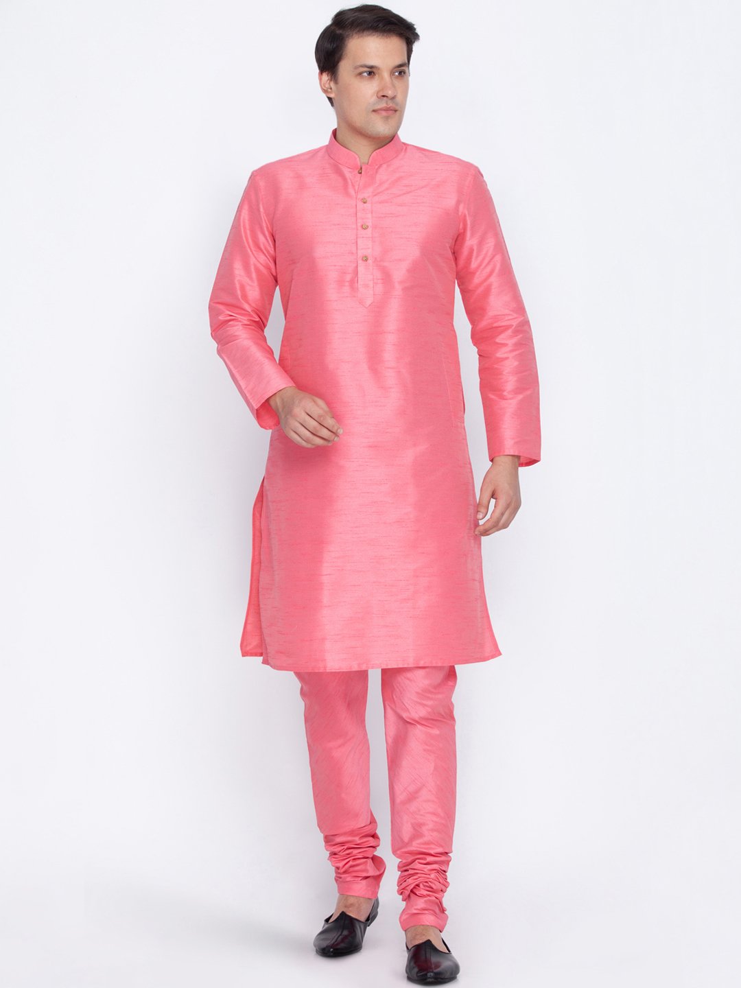 Men's Pink Silk Blend Kurta