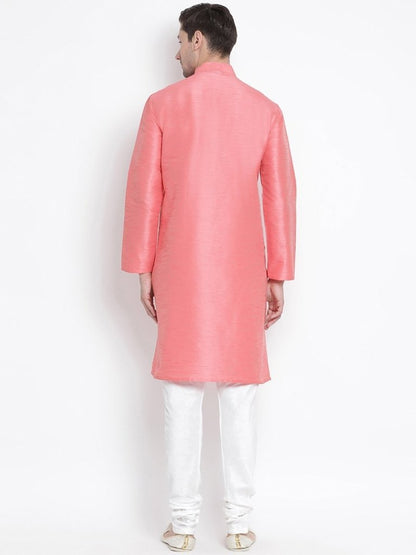 Men's Pink Silk Blend Kurta and Pyjama Set