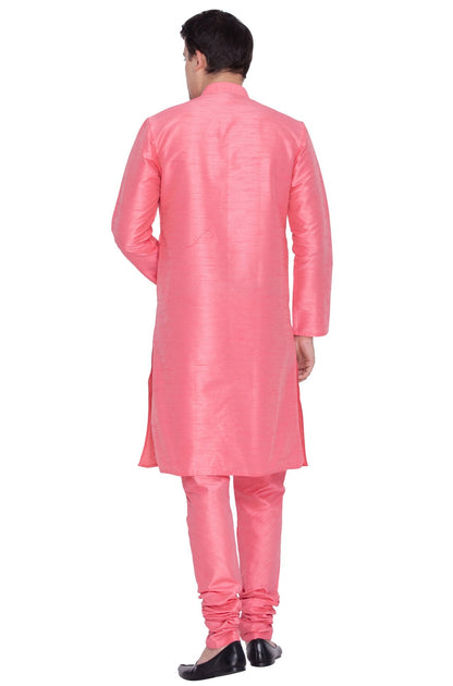 Men's Pink Silk Blend Kurta and Pyjama Set